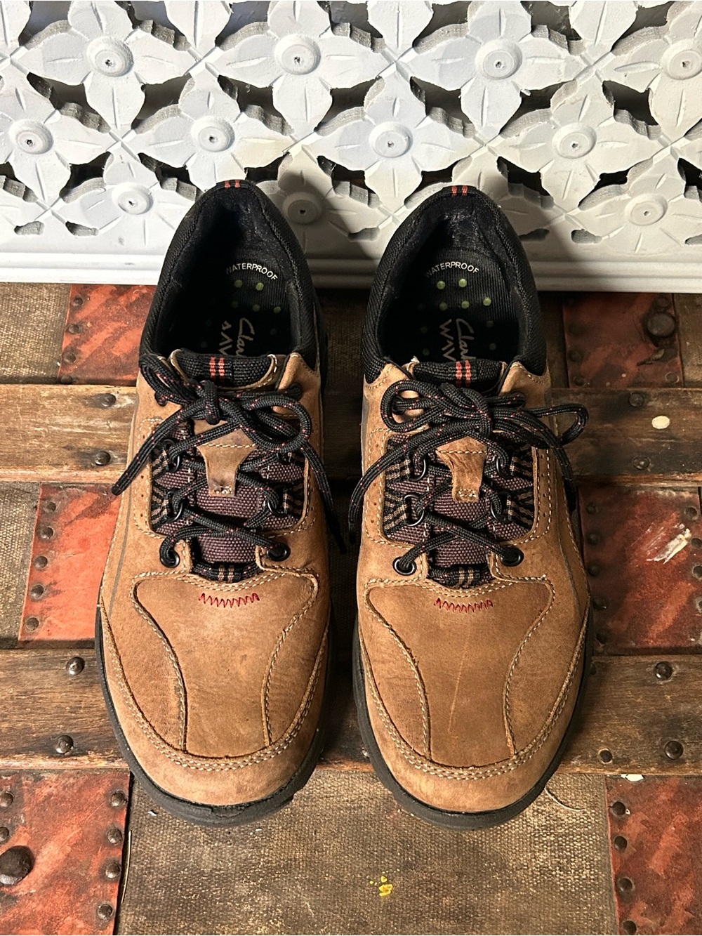 Clarks WaveWalk Leather Walking Shoes Men’s 9M Brown Comfort Lace Up